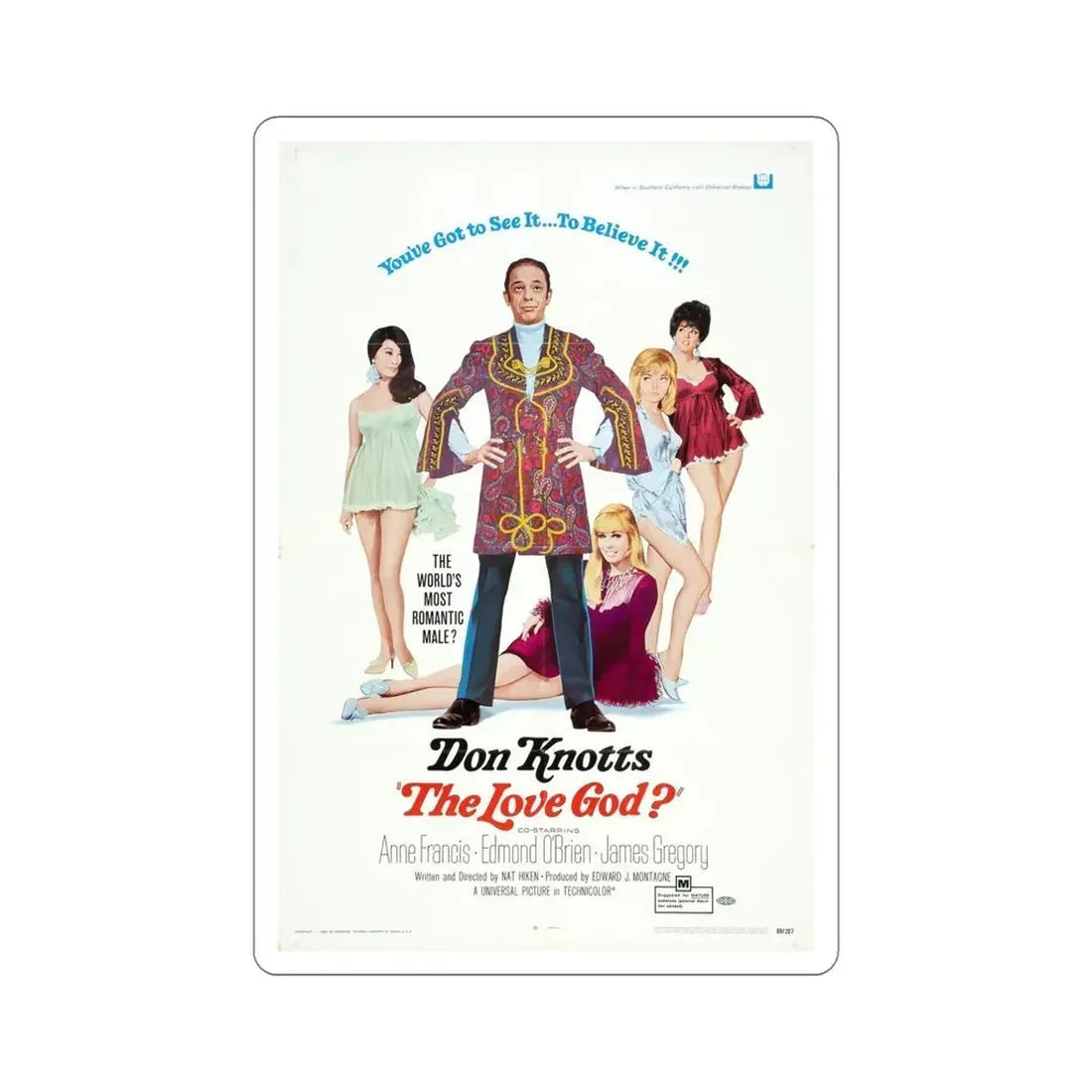 The Love God 1969 Movie Poster STICKER Vinyl Die-Cut Decal 5 Inch - The Sticker Space