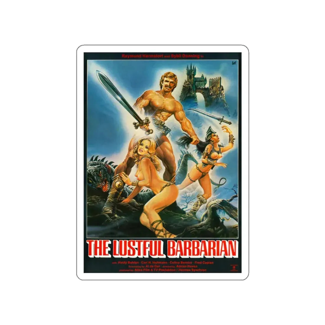 THE LUSTUL BARBARIAN (THE LONG SWIFT SWORD OF SIEGFRIED 1971 Movie Poster STICKER Vinyl Die-Cut Decal 3 Inch - The Sticker Space