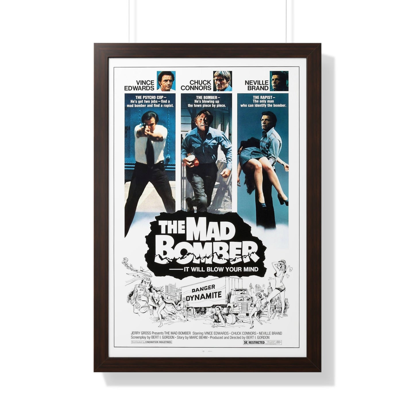 THE MAD BOMBER 1973 - Framed Movie Poster-20" x 30"-The Sticker Space