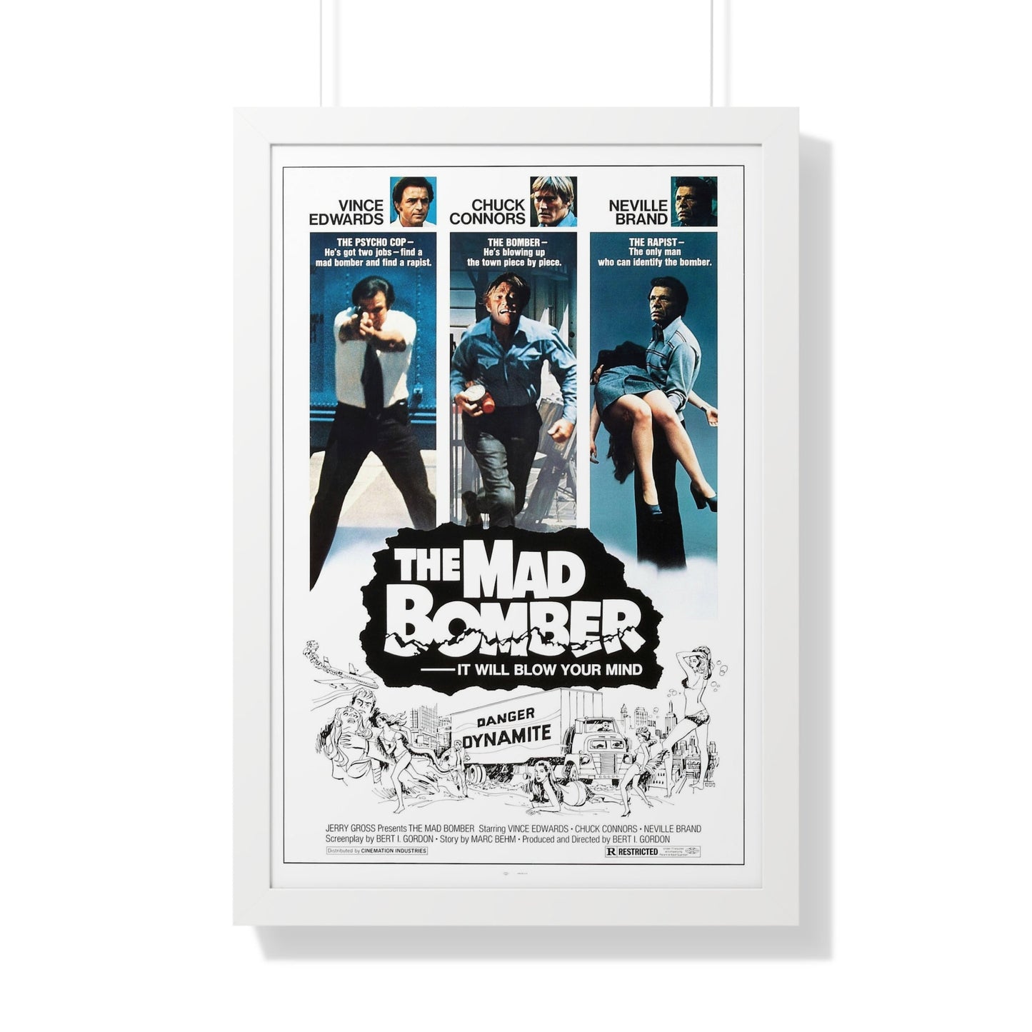 THE MAD BOMBER 1973 - Framed Movie Poster-20" x 30"-The Sticker Space