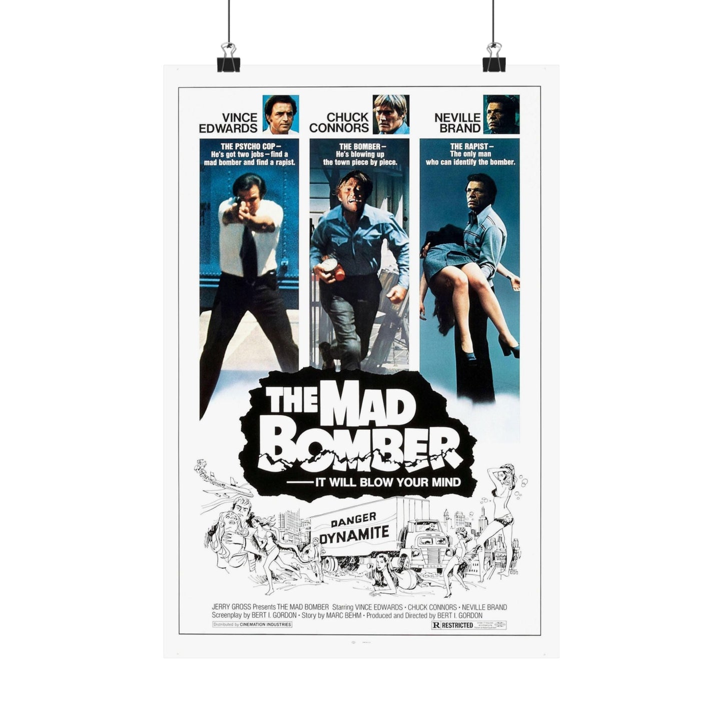 THE MAD BOMBER 1973 - Paper Movie Poster-12″ x 18″-The Sticker Space