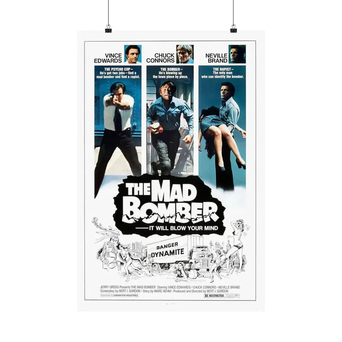 THE MAD BOMBER 1973 - Paper Movie Poster 20″ x 30″ Matte - The Sticker Space