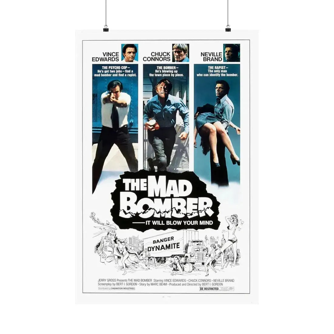 THE MAD BOMBER 1973 - Paper Movie Poster 24″ x 36″ Matte - The Sticker Space