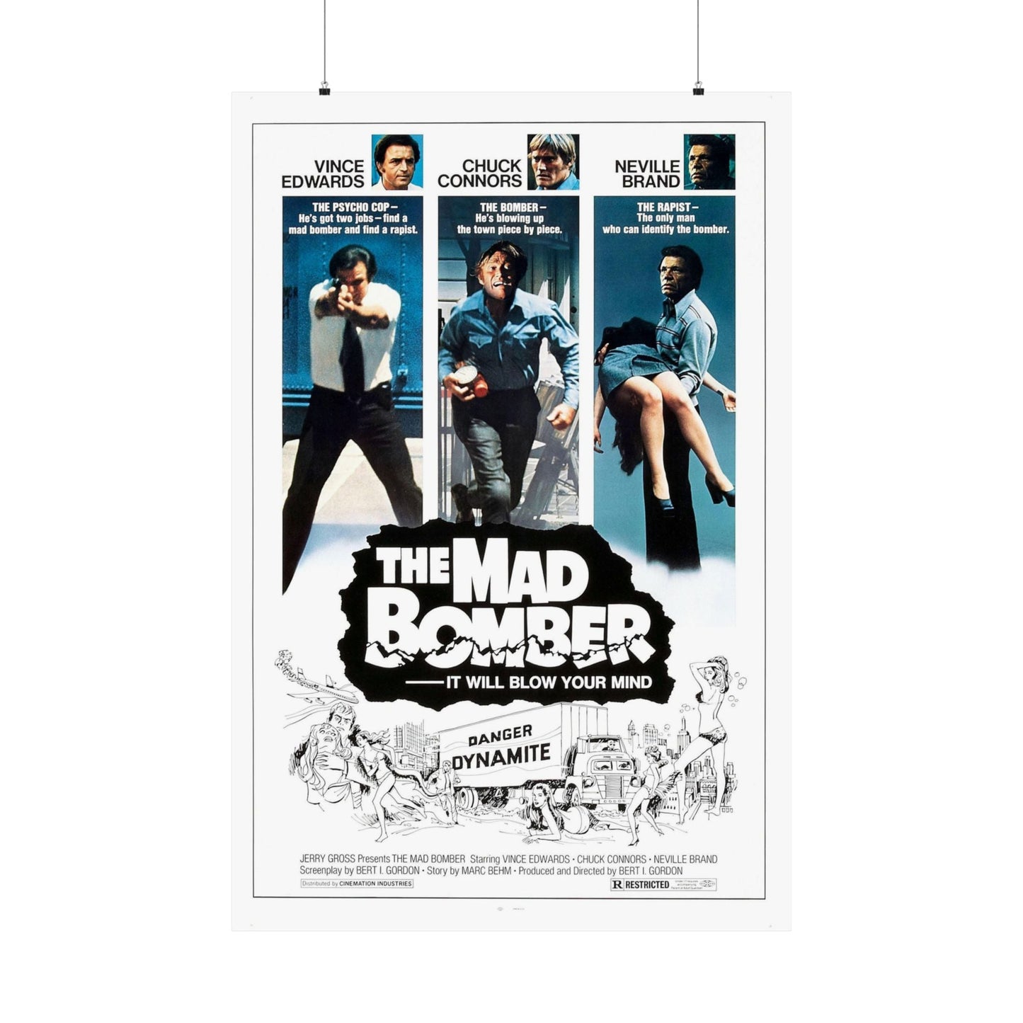 THE MAD BOMBER 1973 - Paper Movie Poster-36" x 54"-The Sticker Space