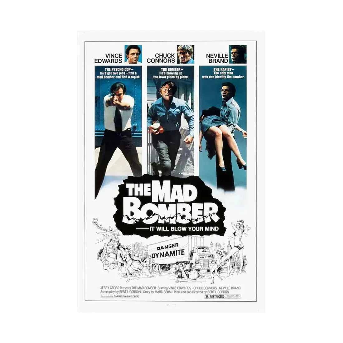 THE MAD BOMBER 1973 - Paper Movie Poster - The Sticker Space
