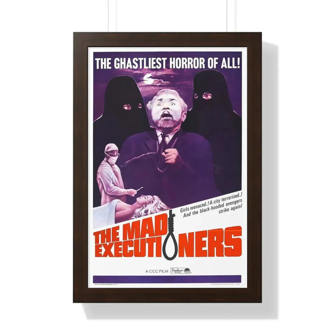 THE MAD EXECUTIONERS 1963 - Framed Movie Poster 16″ x 24″ Walnut - The Sticker Space