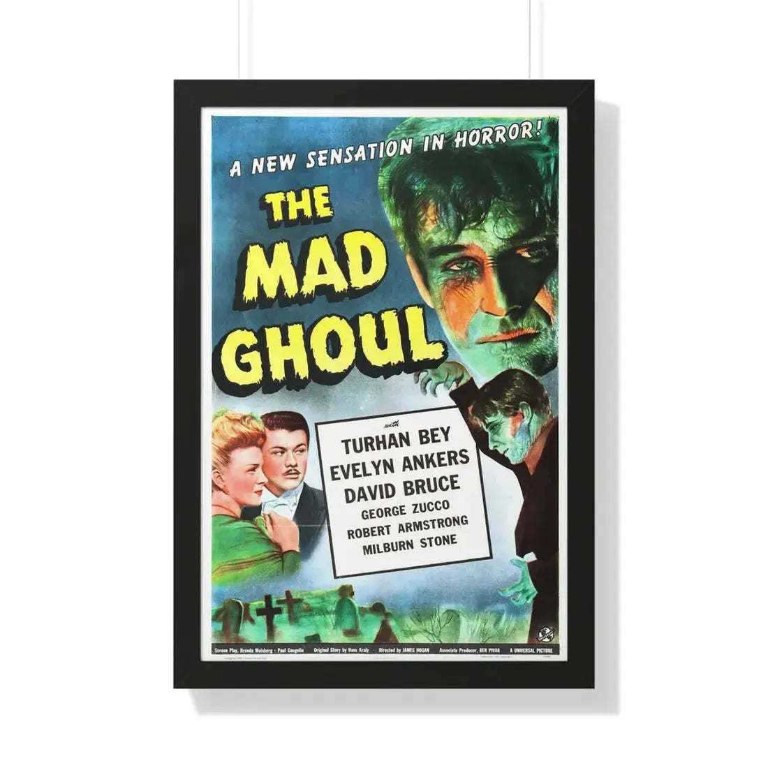 THE MAD GHOUL 1943 - Framed Movie Poster 20" x 30" Black - The Sticker Space