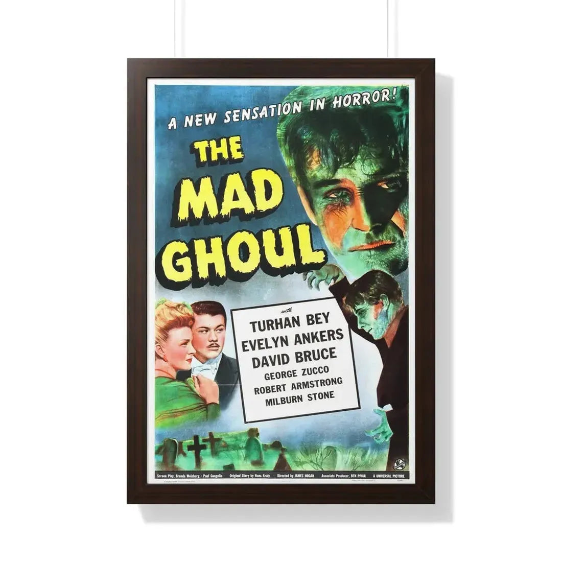 THE MAD GHOUL 1943 - Framed Movie Poster 20" x 30" Walnut - The Sticker Space