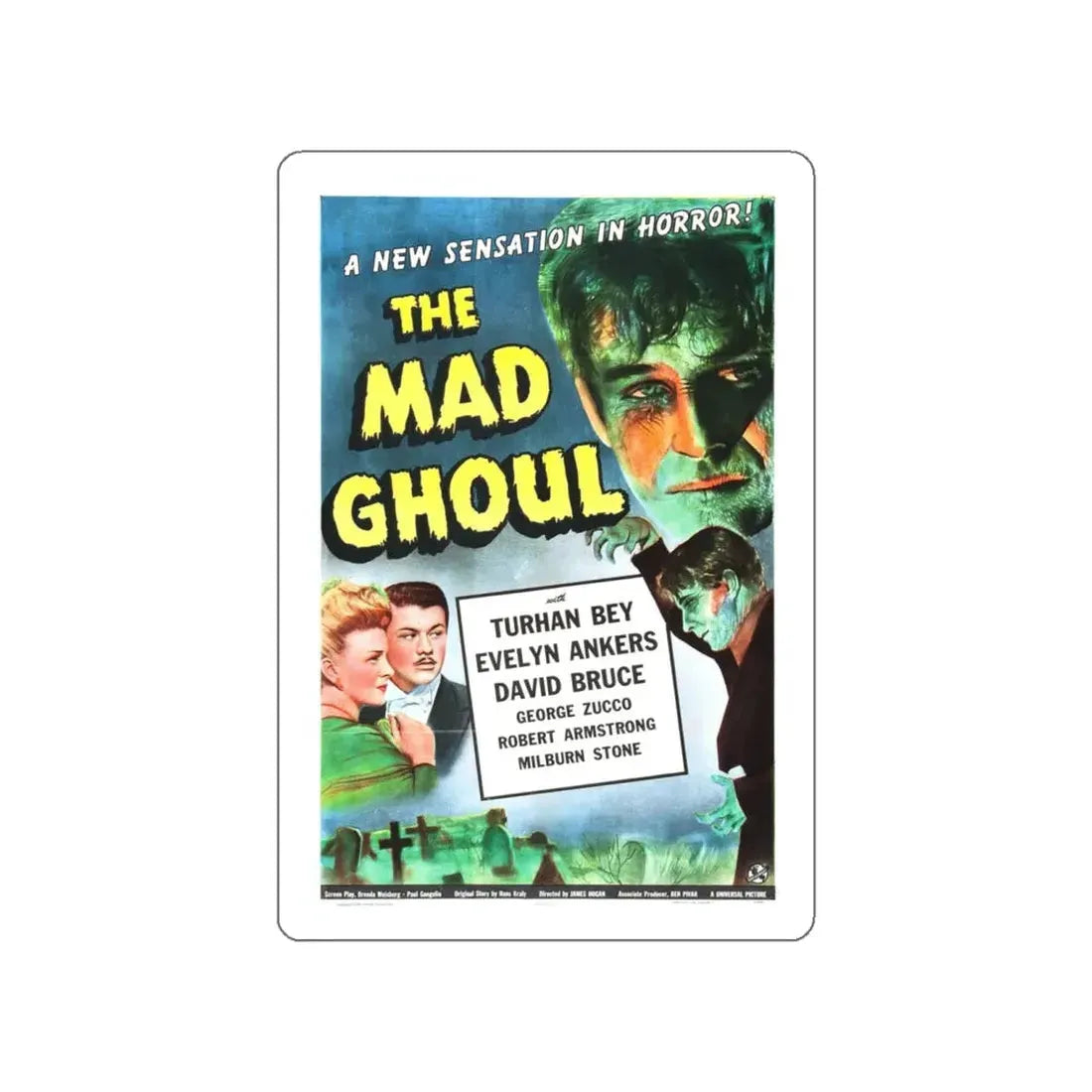 THE MAD GHOUL 1943 Movie Poster STICKER Vinyl Die-Cut Decal 4 Inch - The Sticker Space
