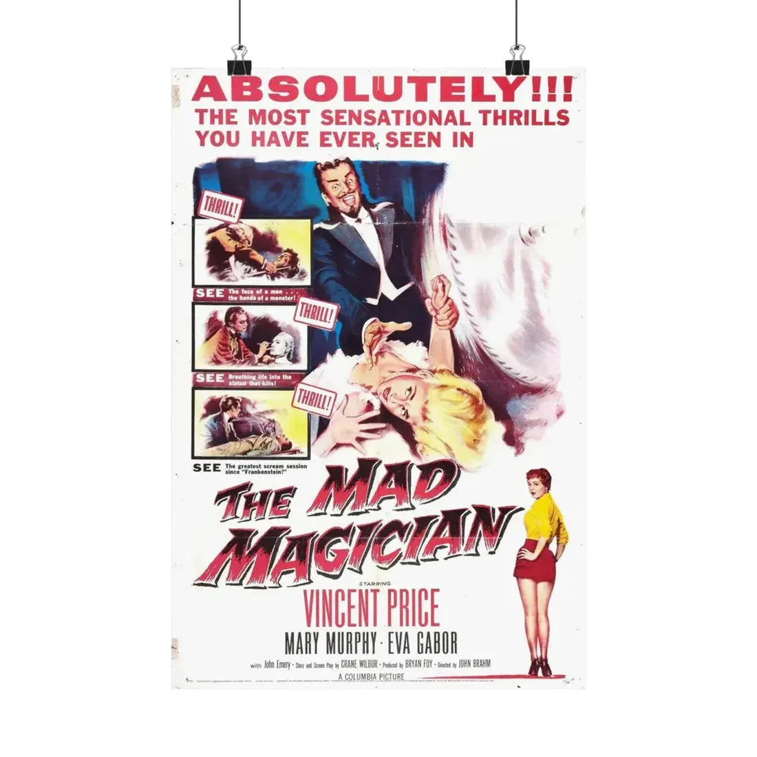 THE MAD MAGICIAN 1954 - Paper Movie Poster 12″ x 18″ Matte - The Sticker Space