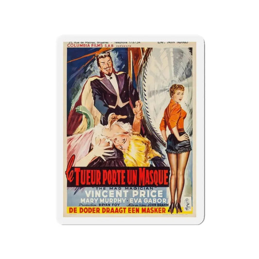 THE MAD MAGICIAN (BELGIAN) 1954 Movie Poster - Refrigerator Magnet 2 Inch Die-Cut - The Sticker Space