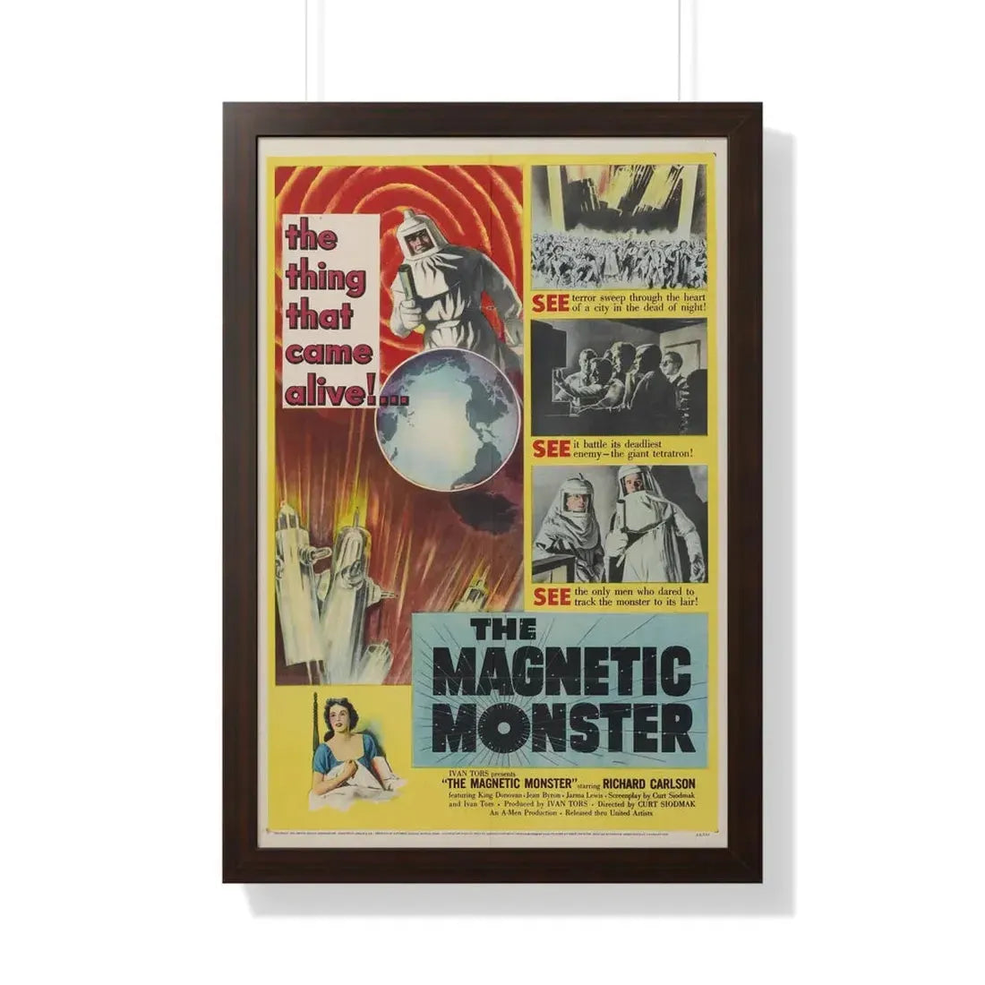 THE MAGNETIC MONSTER 1953 - Framed Movie Poster 20" x 30" Walnut - The Sticker Space