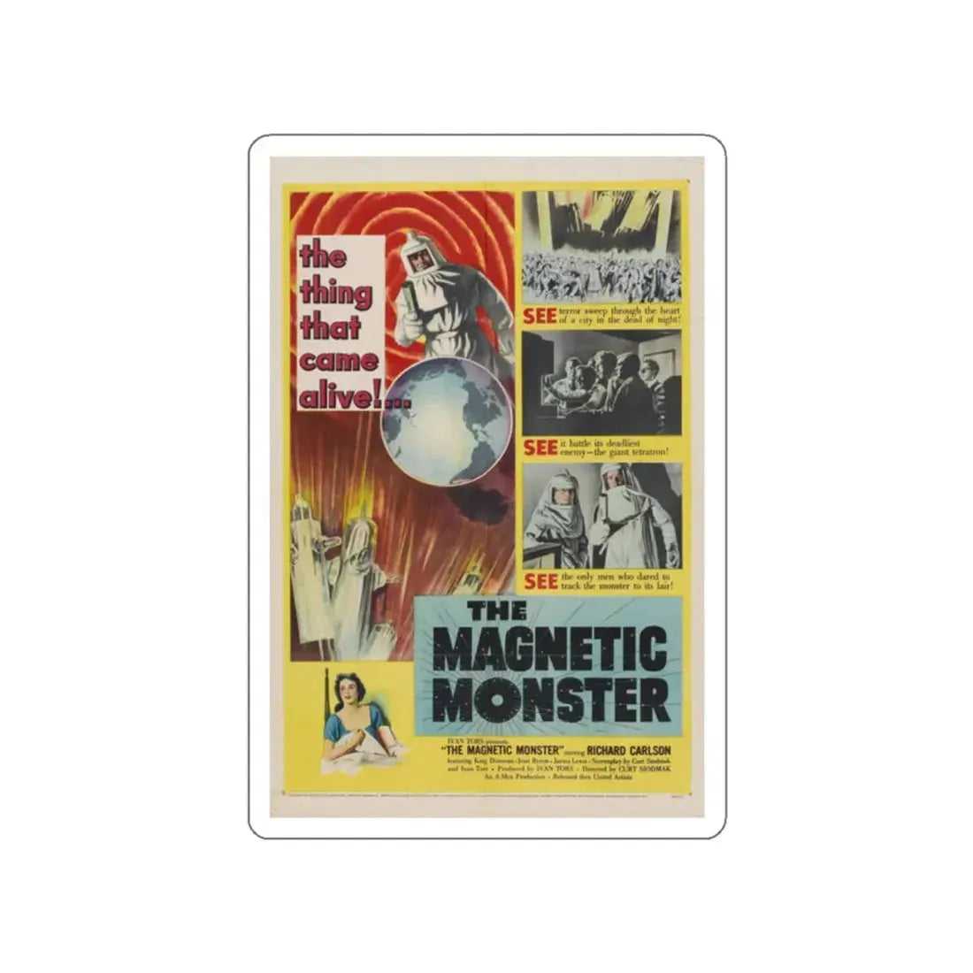 THE MAGNETIC MONSTER 1953 Movie Poster STICKER Vinyl Die-Cut Decal 2 Inch - The Sticker Space