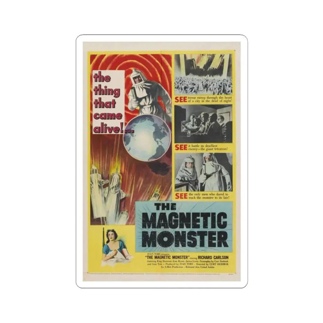 THE MAGNETIC MONSTER 1953 Movie Poster - STICKER Vinyl Kiss-Cut Decal 2 Inch White - The Sticker Space