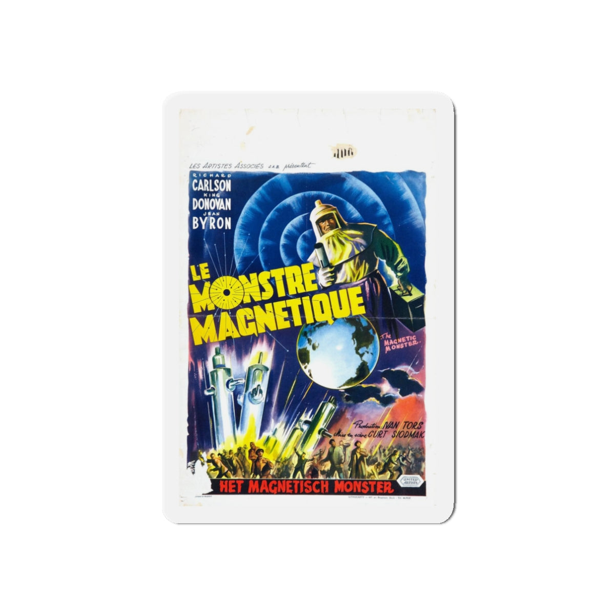 THE MAGNETIC MONSTER (BELGIAN) 1953 Movie Poster - Refrigerator Magnet-3" x 3"-The Sticker Space