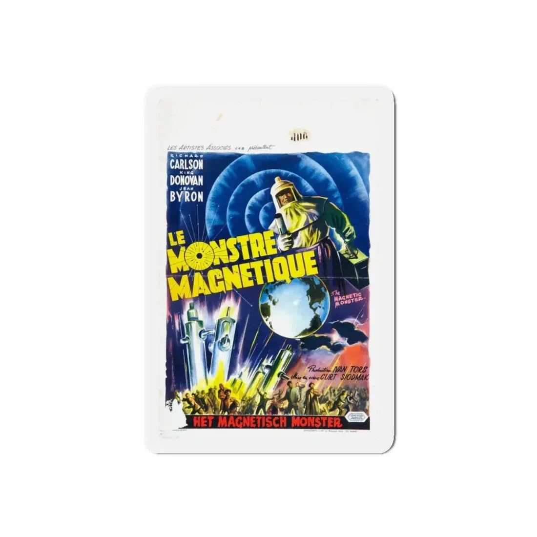 THE MAGNETIC MONSTER (BELGIAN) 1953 Movie Poster - Refrigerator Magnet 4 Inch Die-Cut - The Sticker Space