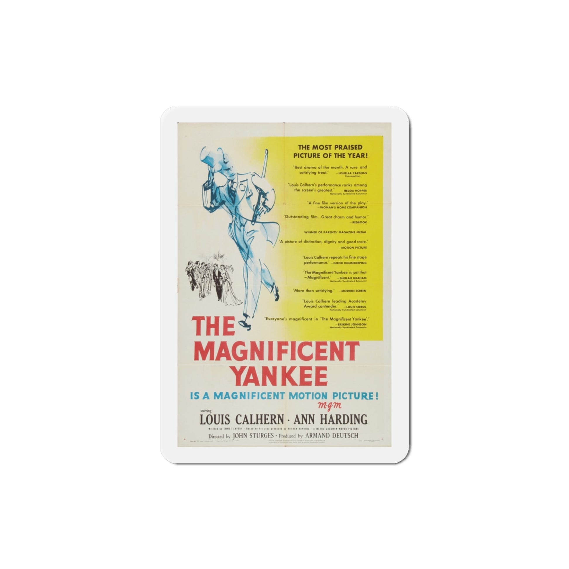 The Magnificent Yankee 1950 Movie Poster Die-Cut Magnet-3 Inch-The Sticker Space