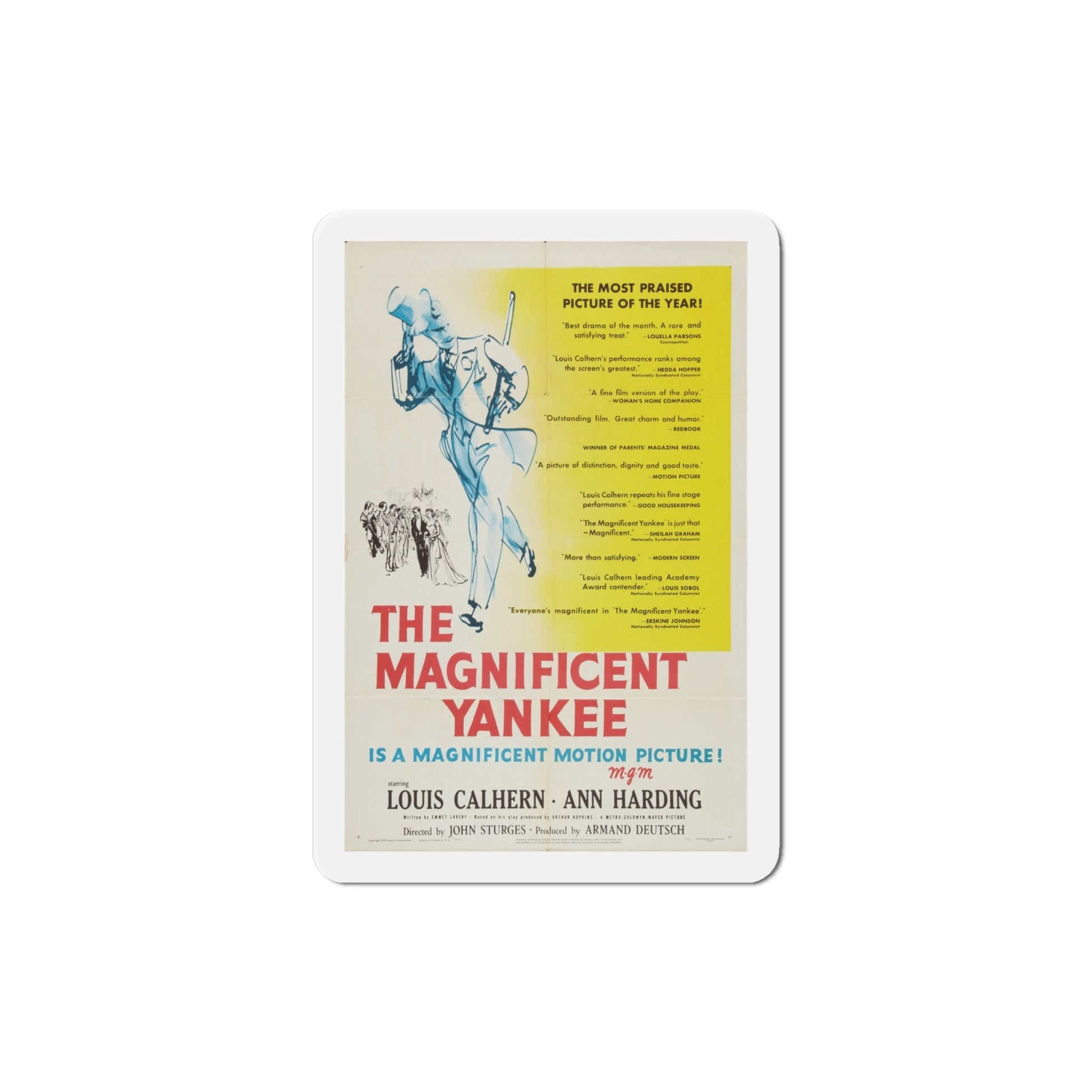 The Magnificent Yankee 1950 Movie Poster Die-Cut Magnet-4 Inch-The Sticker Space