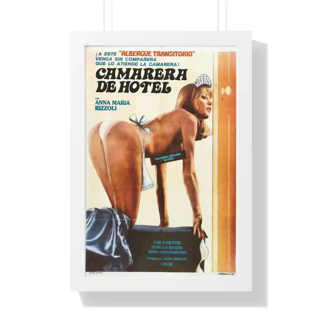 THE MAID SEDUCES LODGERS (Camarera de hotel) 1980 - Framed Movie Poster 16″ x 24″ White - The Sticker Space