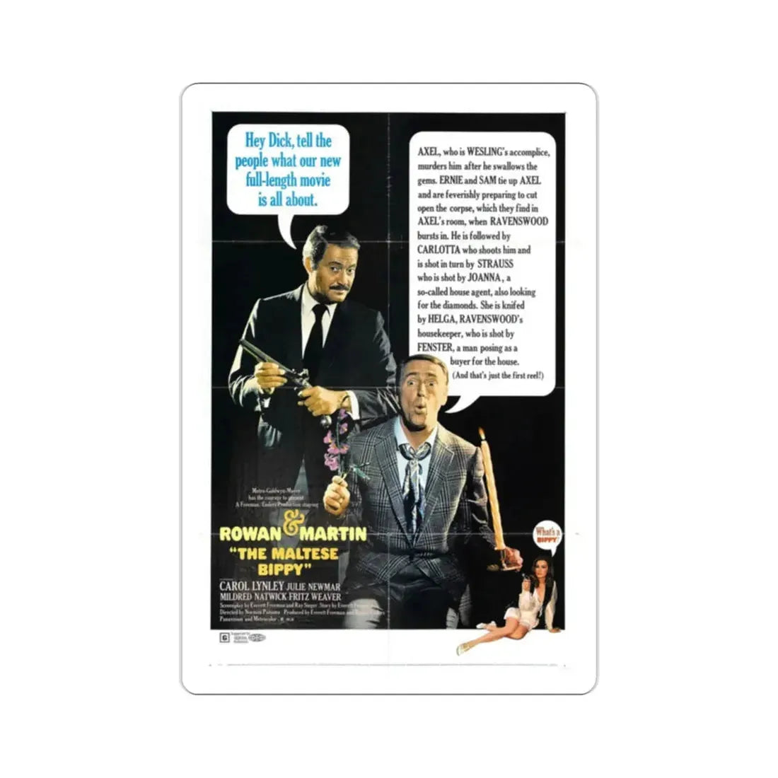 The Maltese Bippy 1969 Movie Poster STICKER Vinyl Die-Cut Decal 2 Inch - The Sticker Space