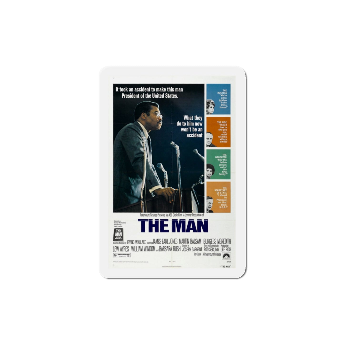 The Man 1972 Movie Poster Die-Cut Magnet-3" x 3"-The Sticker Space