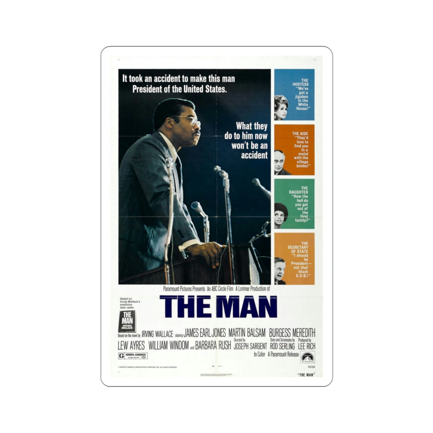 The Man 1972 Movie Poster STICKER Vinyl Die-Cut Decal-3 Inch-The Sticker Space