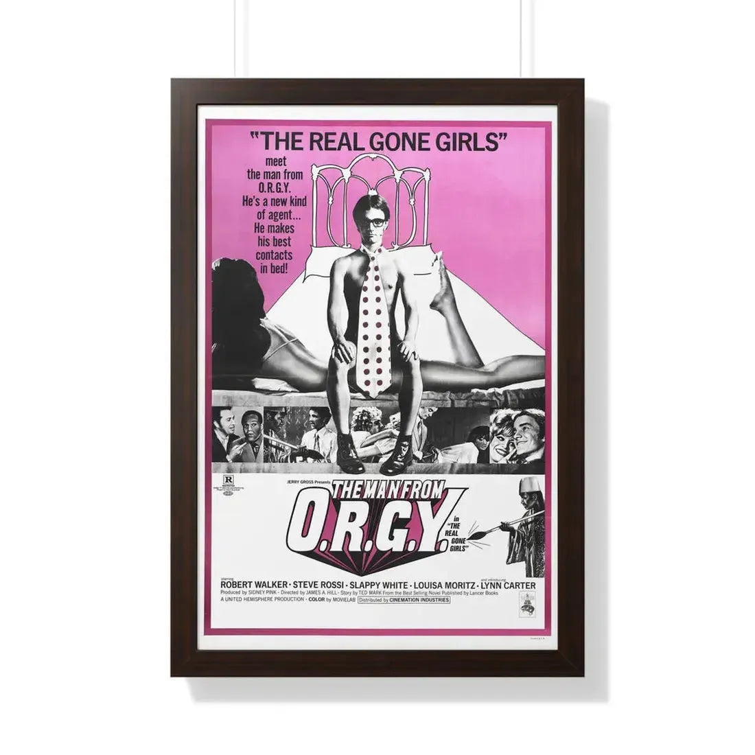THE MAN FROM O.R.G.Y. 1970 - Framed Movie Poster 20" x 30" Walnut - The Sticker Space