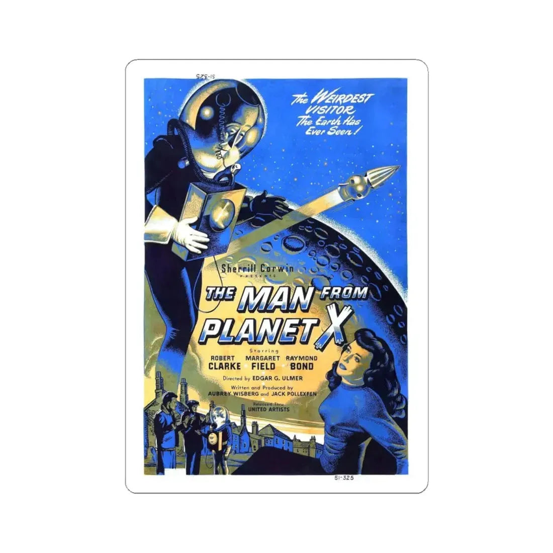 THE MAN FROM PLANET X (2) 1951 Movie Poster - STICKER Vinyl Kiss-Cut Decal 4 Inch White - The Sticker Space