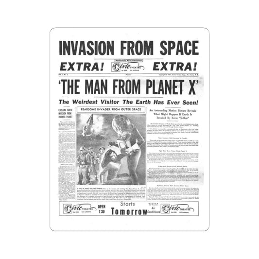 THE MAN FROM PLANET X (TEASER) 1951 Movie Poster - STICKER Vinyl Kiss-Cut Decal 2 Inch White - The Sticker Space