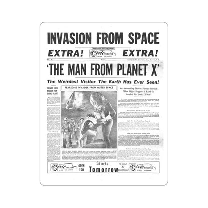 THE MAN FROM PLANET X (TEASER) 1951 Movie Poster - STICKER Vinyl Kiss-Cut Decal 3 Inch White - The Sticker Space