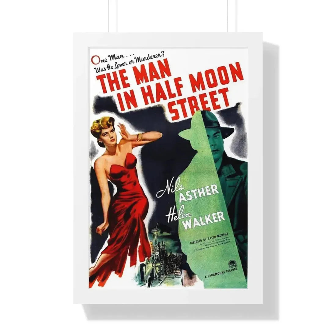 THE MAN IN HALF MOON STREET 1945 - Framed Movie Poster 16″ x 24″ White - The Sticker Space