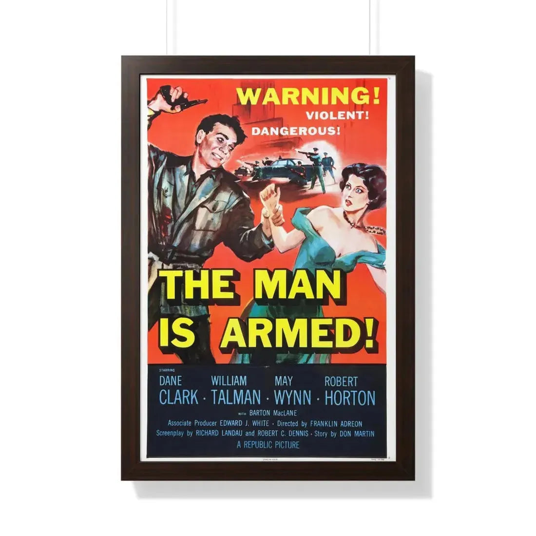 THE MAN IS ARMED 1956 - Framed Movie Poster 20" x 30" Walnut - The Sticker Space