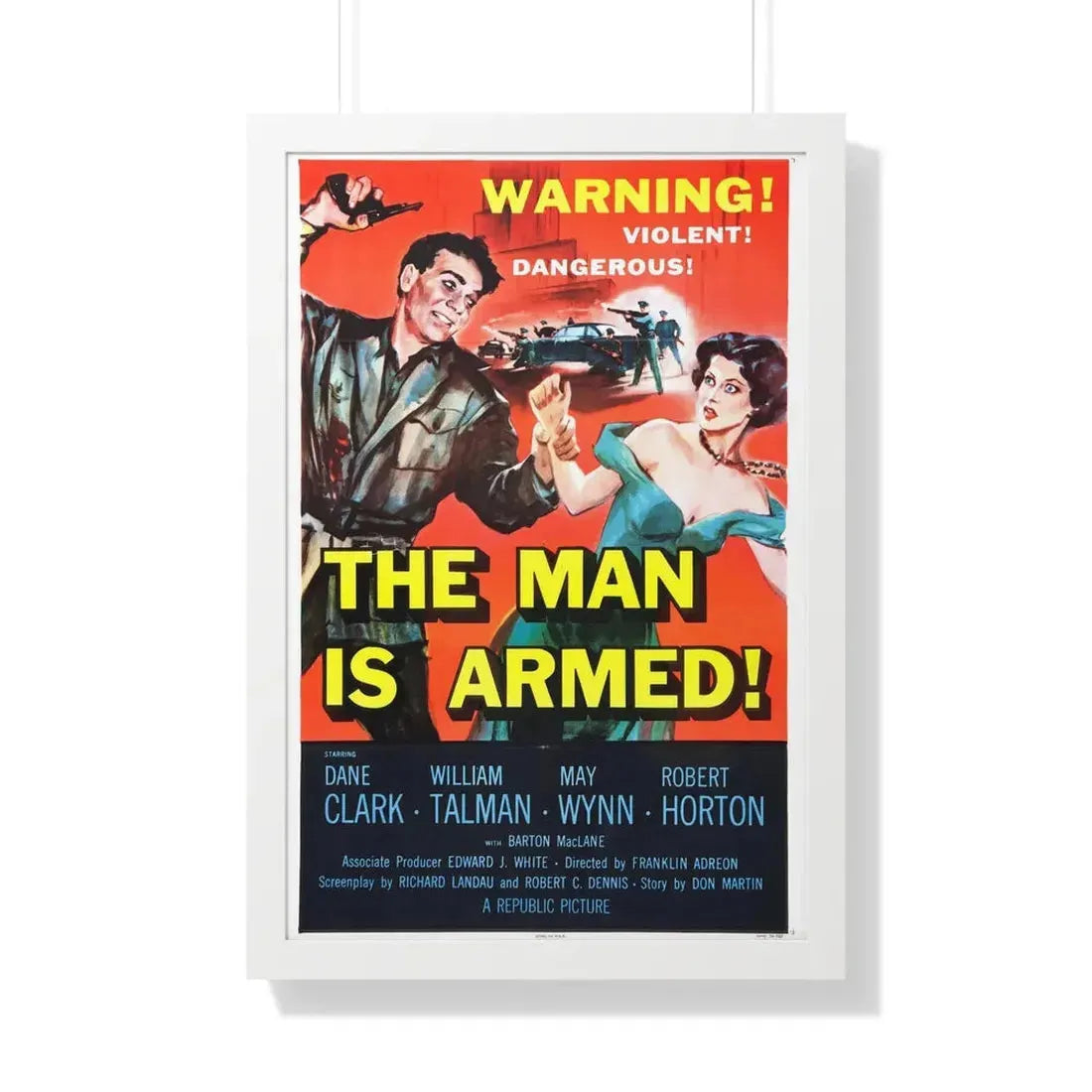THE MAN IS ARMED 1956 - Framed Movie Poster 20" x 30" White - The Sticker Space