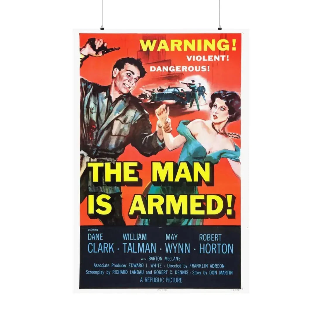 THE MAN IS ARMED 1956 - Paper Movie Poster 36" x 54" Matte - The Sticker Space