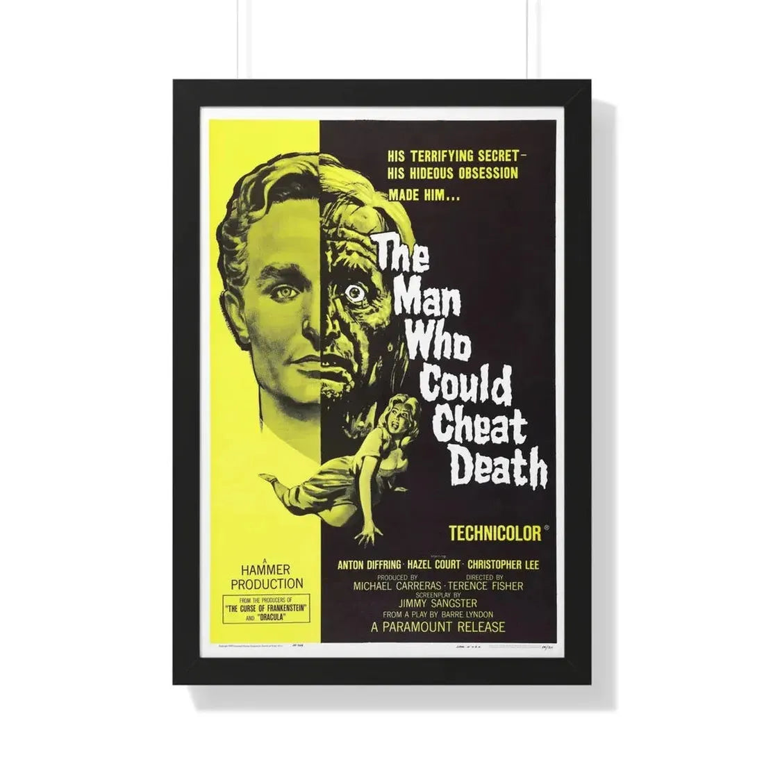 THE MAN WHO COULD CHEAT DEATH 1959 - Framed Movie Poster 20" x 30" Black - The Sticker Space