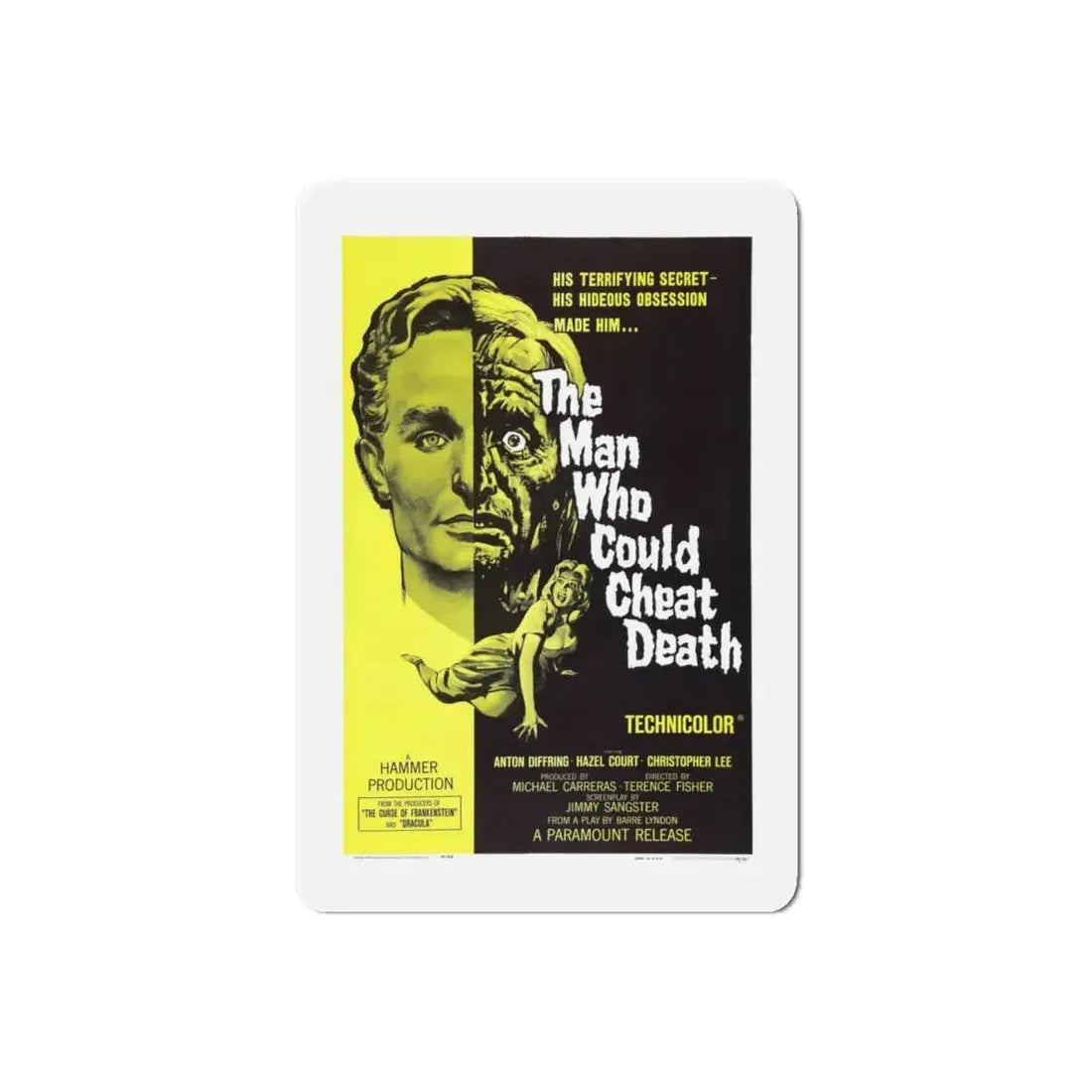 THE MAN WHO COULD CHEAT DEATH 1959 Movie Poster - Refrigerator Magnet 6 Inch Die-Cut - The Sticker Space