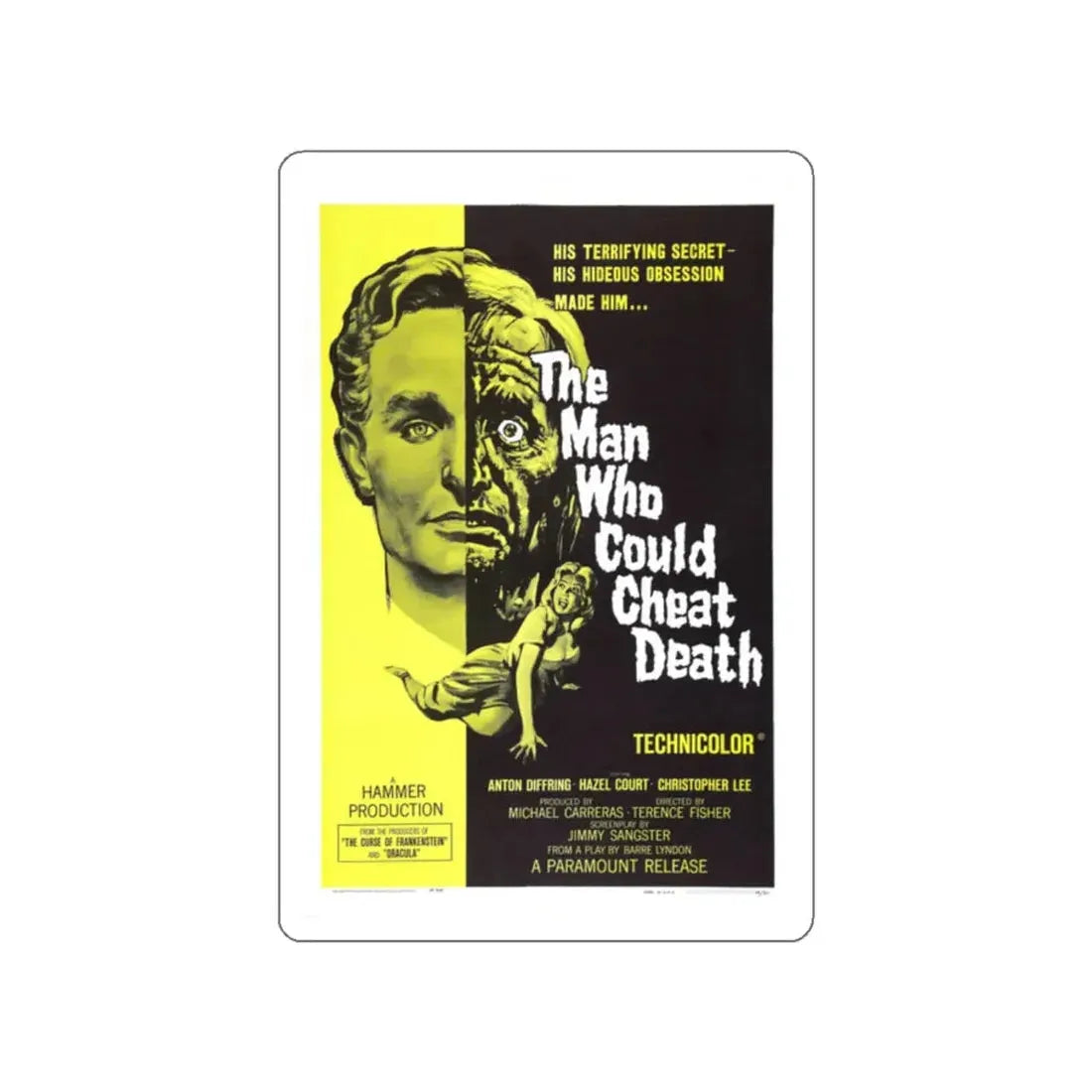 THE MAN WHO COULD CHEAT DEATH 1959 Movie Poster STICKER Vinyl Die-Cut Decal 2 Inch - The Sticker Space