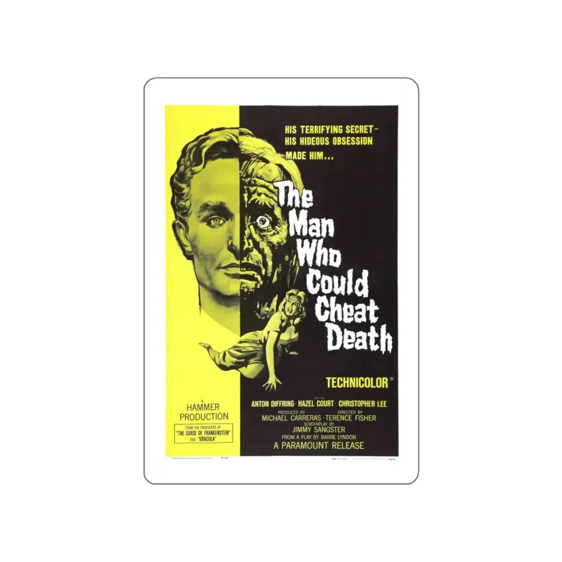 THE MAN WHO COULD CHEAT DEATH 1959 Movie Poster STICKER Vinyl Die-Cut Decal 6 Inch - The Sticker Space