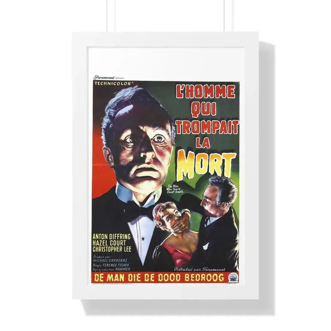 THE MAN WHO COULD CHEAT DEATH (BELGIAN) 1959 - Framed Movie Poster 16″ x 24″ White - The Sticker Space
