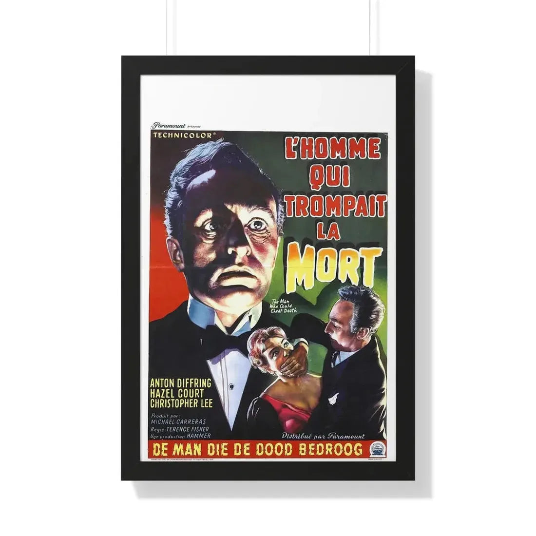 THE MAN WHO COULD CHEAT DEATH (BELGIAN) 1959 - Framed Movie Poster 20" x 30" Black - The Sticker Space