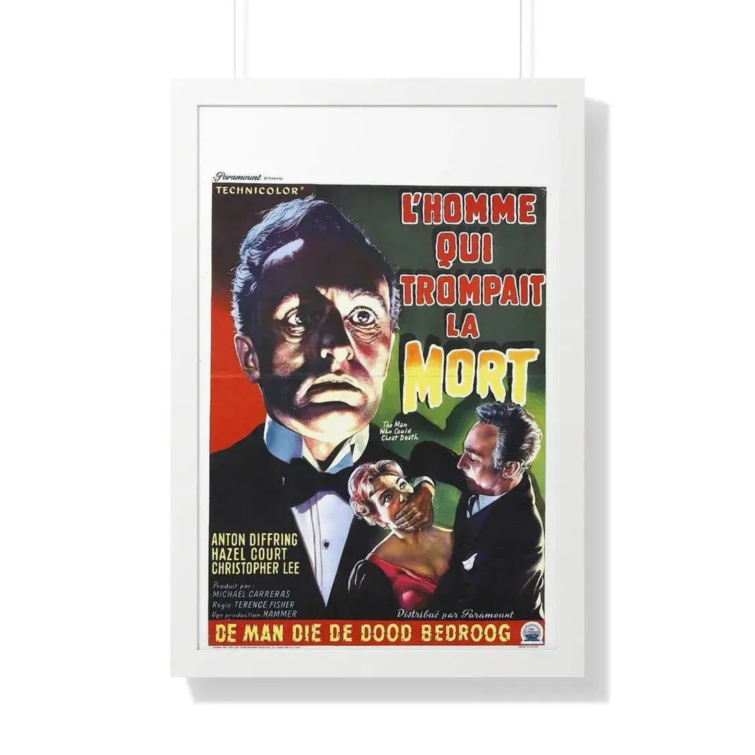 THE MAN WHO COULD CHEAT DEATH (BELGIAN) 1959 - Framed Movie Poster 20" x 30" White - The Sticker Space