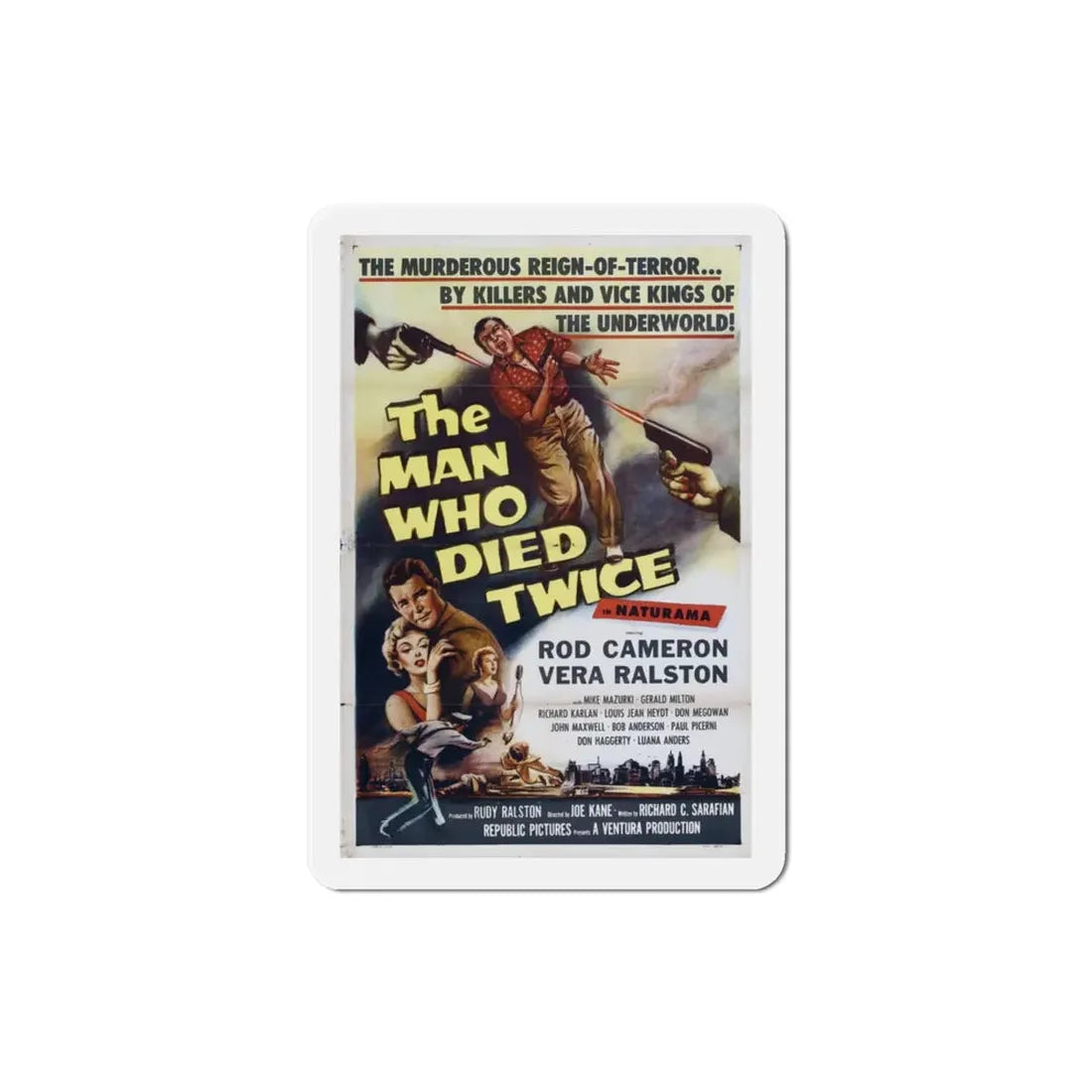 The Man Who Died Twice 1958 Movie Poster Refrigerator Magnet 3 Inch - The Sticker Space