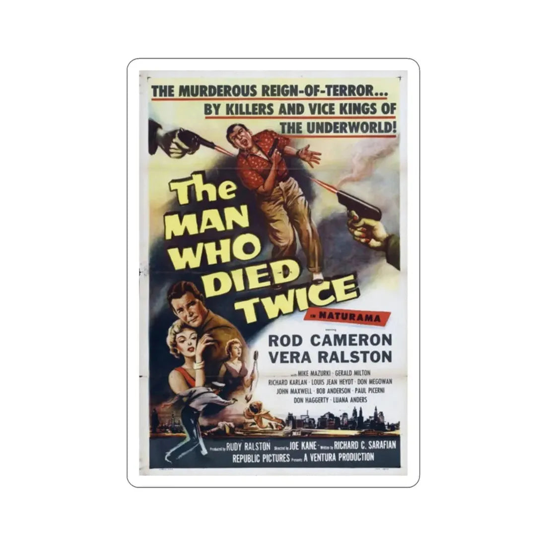 The Man Who Died Twice 1958 Movie Poster STICKER Vinyl Die-Cut Decal 2 Inch - The Sticker Space