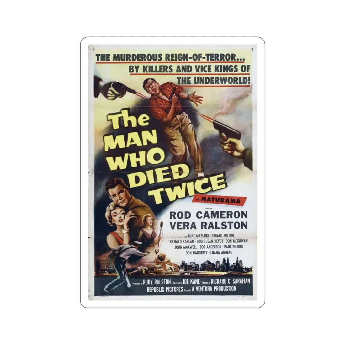 The Man Who Died Twice 1958 Movie Poster STICKER Vinyl Die-Cut Decal 3 Inch - The Sticker Space