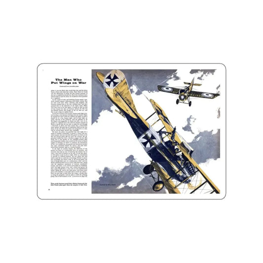 The Man Who Put Wings on War, Cavalier magazine, May 1958 (Magazine Illustration) STICKER Vinyl Die-Cut Decal White Die-Cut 2 Inch - The Sticker Space