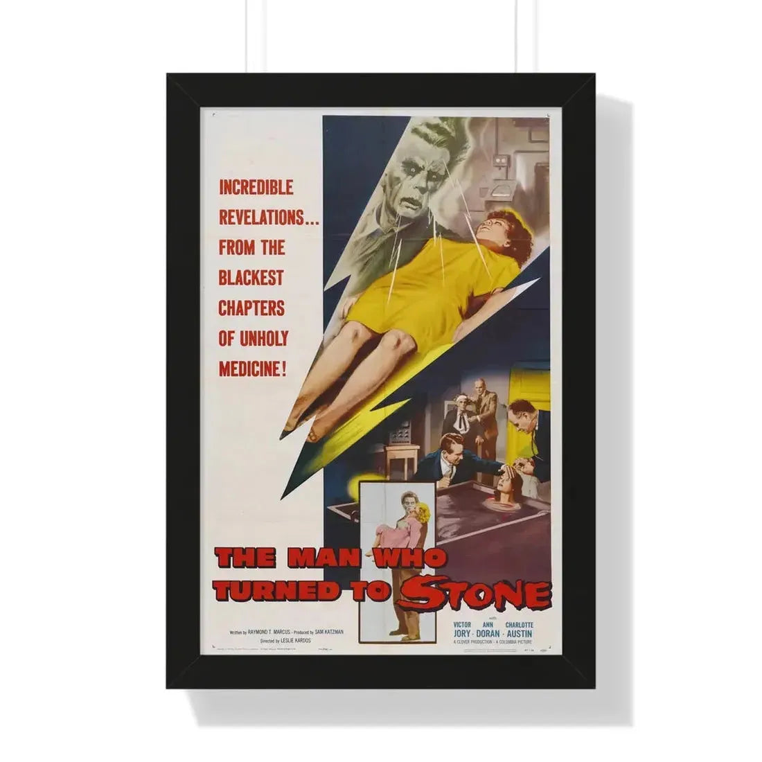 THE MAN WHO TURNED TO STONE 1957 - Framed Movie Poster 16″ x 24″ Black - The Sticker Space