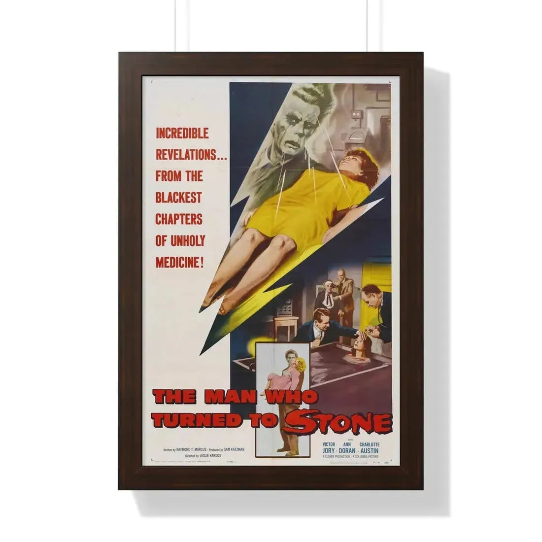 THE MAN WHO TURNED TO STONE 1957 - Framed Movie Poster 16″ x 24″ Walnut - The Sticker Space