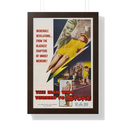 THE MAN WHO TURNED TO STONE 1957 - Framed Movie Poster 16″ x 24″ Walnut - The Sticker Space