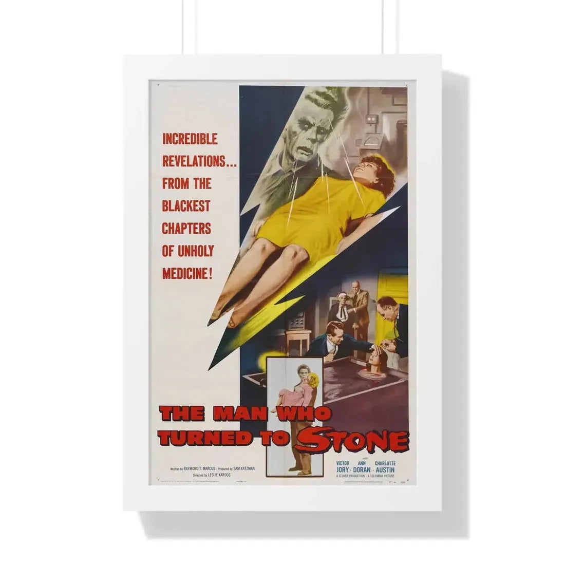 THE MAN WHO TURNED TO STONE 1957 - Framed Movie Poster 16″ x 24″ White - The Sticker Space