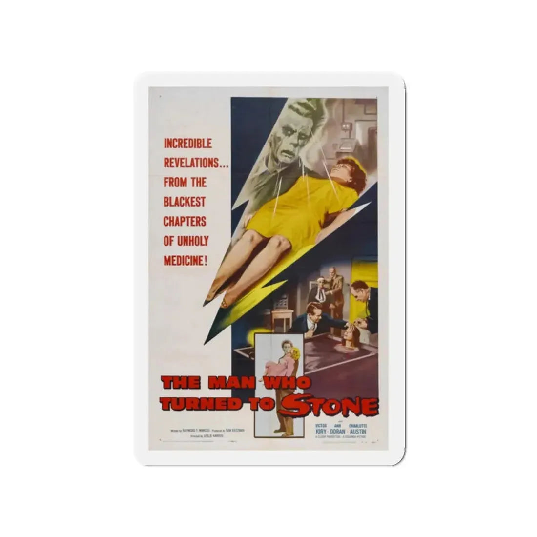 THE MAN WHO TURNED TO STONE 1957 Movie Poster - Refrigerator Magnet 2 Inch Die-Cut - The Sticker Space